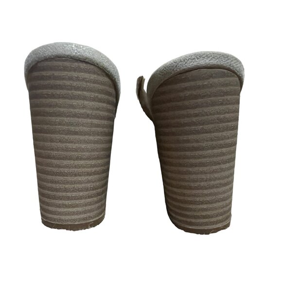 Kenneth Cole Beige Gold Shimmer Open Toe Ankle Booties Sz 8 Chunky Heel Womens - Picture 12 of 12